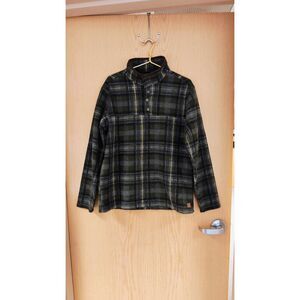 Vintage Mens John Wayne Outdoors Plaid Pullover Fleece Jacket Size M Y2K 90's